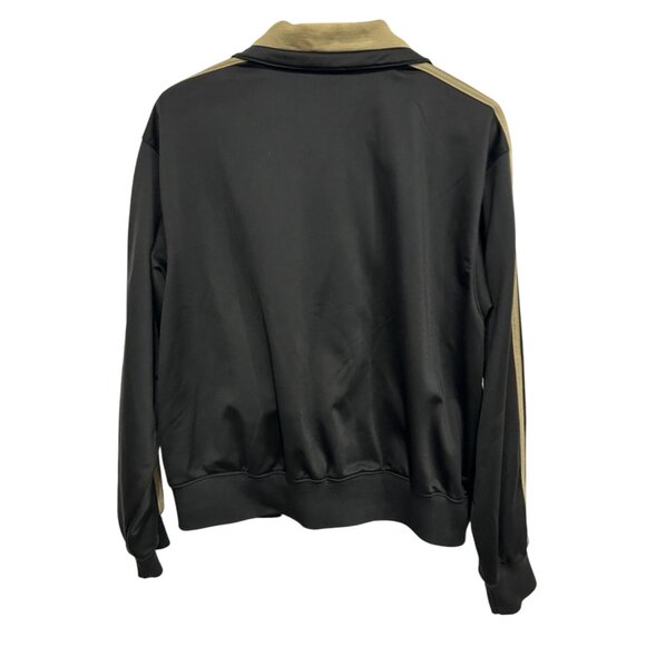 Adidas Mens Large Black Tan Full-Zip Track Jacket Retro Style Striped Sleeves - Picture 2 of 9